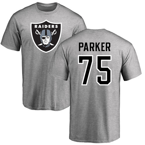 Men Oakland Raiders Ash Brandon Parker Name and Number Logo NFL Football #75 T Shirt->oakland raiders->NFL Jersey